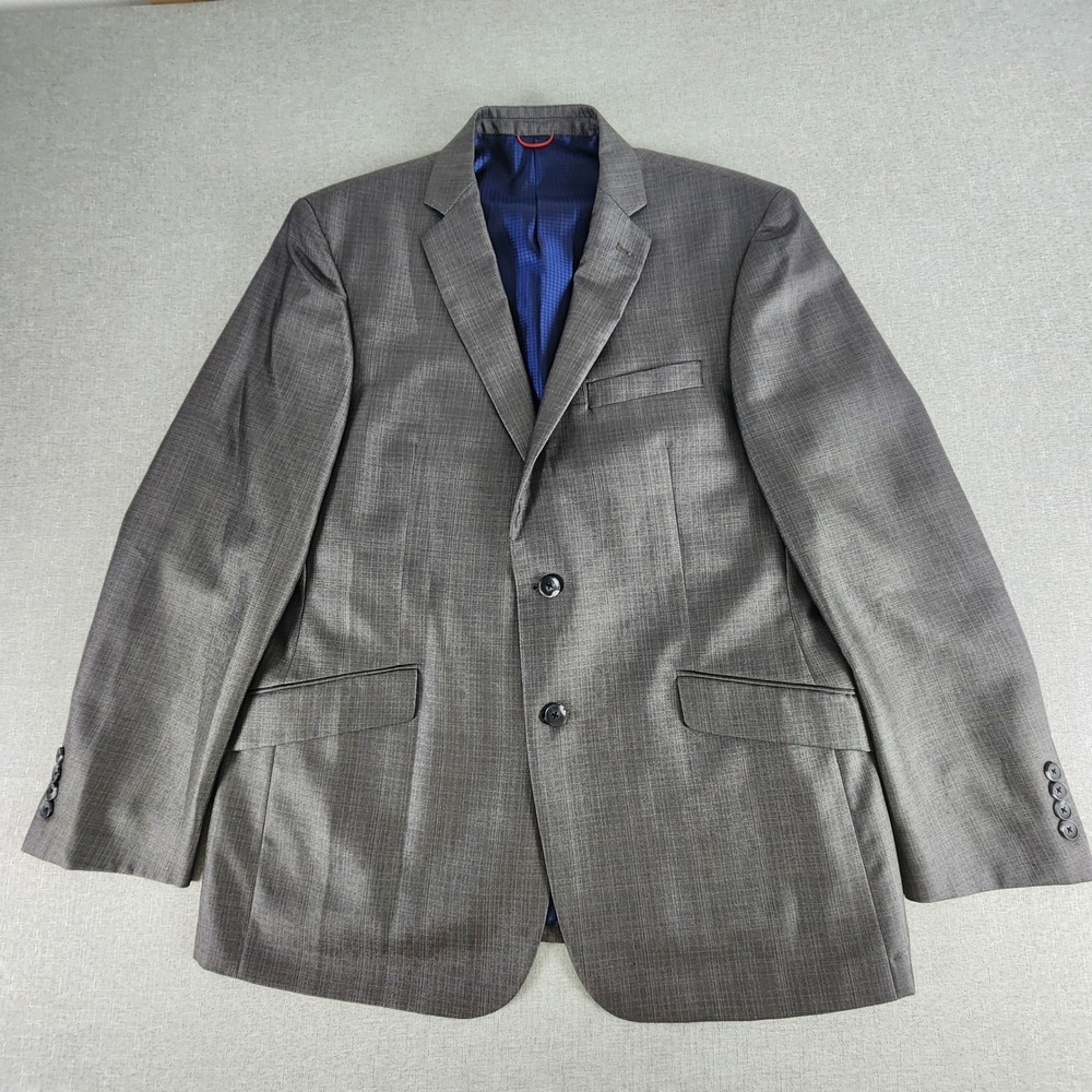 Billy London UK Mens Blazer Sports Jacket 44R Gray Sharkskin 2-Button Slim Fit
